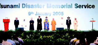 Religious leaders lead in the prayers. Source:National Heritage Board